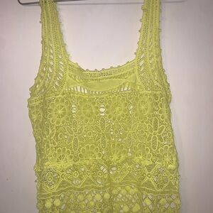 Yellow Crochet Lace Tank Top